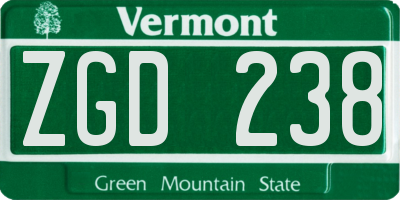 VT license plate ZGD238