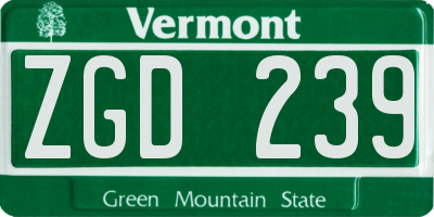VT license plate ZGD239