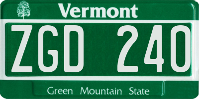 VT license plate ZGD240