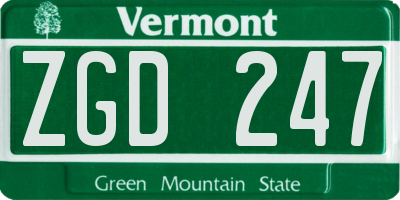 VT license plate ZGD247