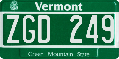 VT license plate ZGD249