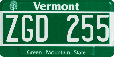 VT license plate ZGD255