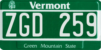 VT license plate ZGD259