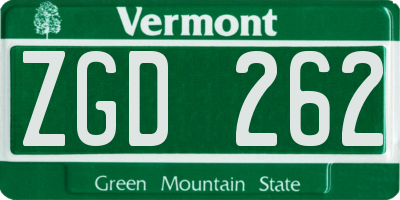 VT license plate ZGD262
