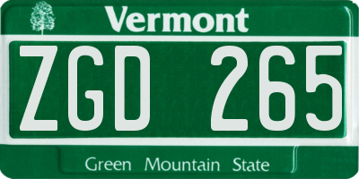 VT license plate ZGD265