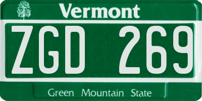 VT license plate ZGD269