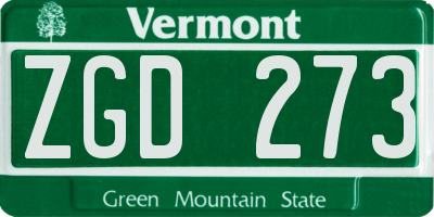 VT license plate ZGD273