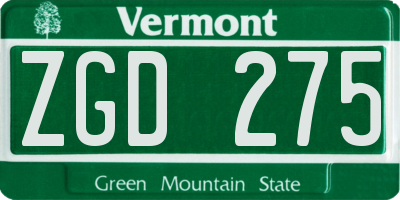 VT license plate ZGD275