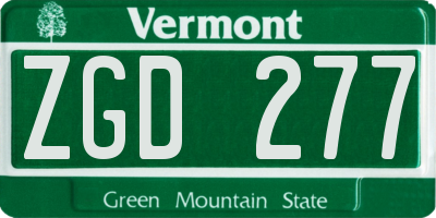 VT license plate ZGD277