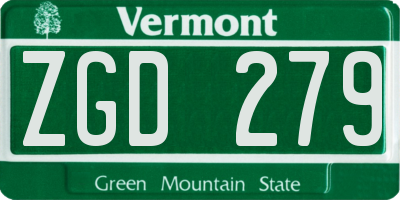 VT license plate ZGD279