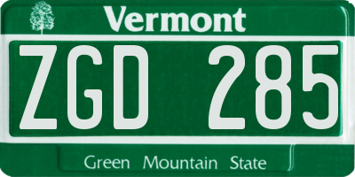 VT license plate ZGD285