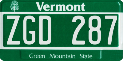 VT license plate ZGD287