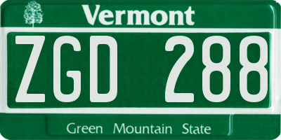 VT license plate ZGD288