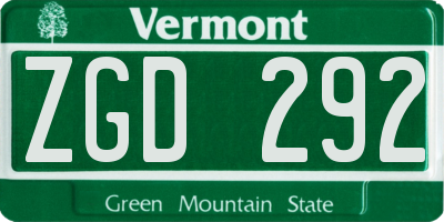 VT license plate ZGD292