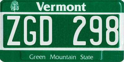 VT license plate ZGD298