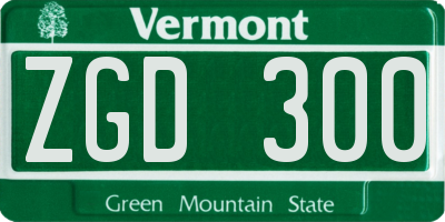 VT license plate ZGD300