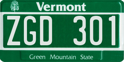 VT license plate ZGD301