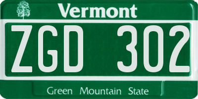 VT license plate ZGD302