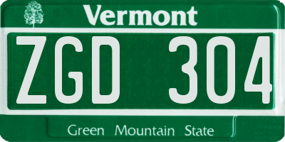 VT license plate ZGD304