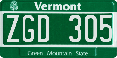 VT license plate ZGD305