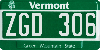 VT license plate ZGD306