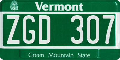VT license plate ZGD307