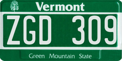 VT license plate ZGD309