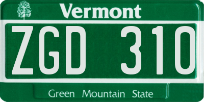VT license plate ZGD310
