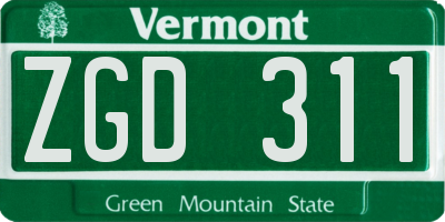 VT license plate ZGD311