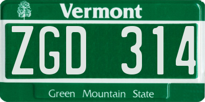 VT license plate ZGD314