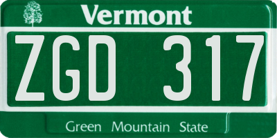 VT license plate ZGD317