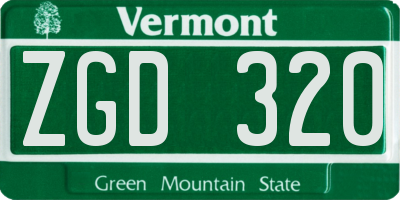 VT license plate ZGD320