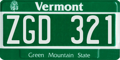 VT license plate ZGD321