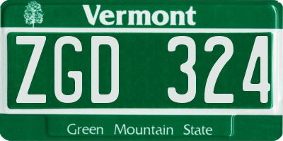 VT license plate ZGD324