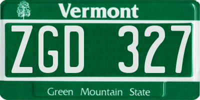 VT license plate ZGD327