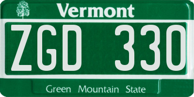 VT license plate ZGD330
