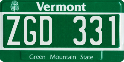 VT license plate ZGD331