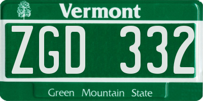 VT license plate ZGD332