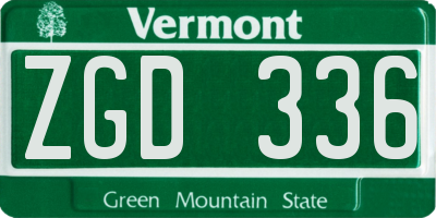 VT license plate ZGD336