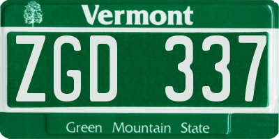 VT license plate ZGD337