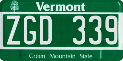 VT license plate ZGD339