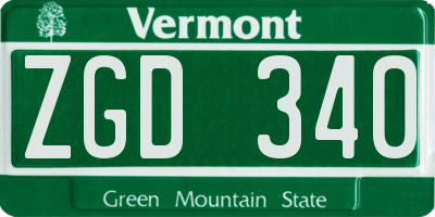 VT license plate ZGD340