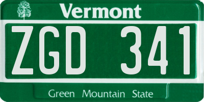 VT license plate ZGD341