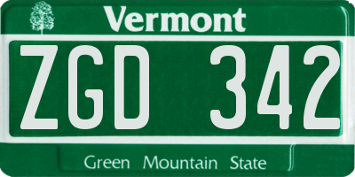VT license plate ZGD342
