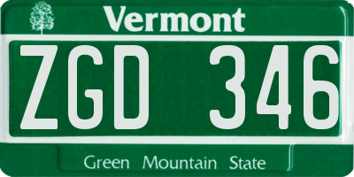 VT license plate ZGD346