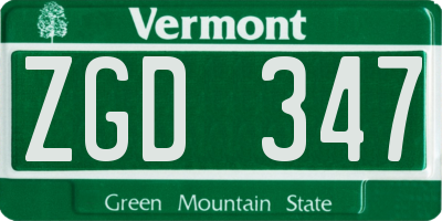VT license plate ZGD347
