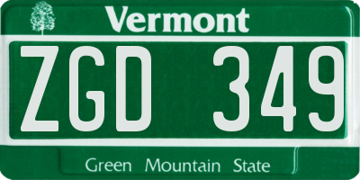 VT license plate ZGD349