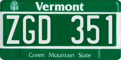 VT license plate ZGD351