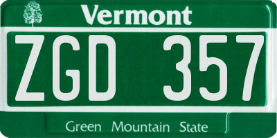 VT license plate ZGD357