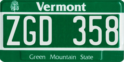 VT license plate ZGD358